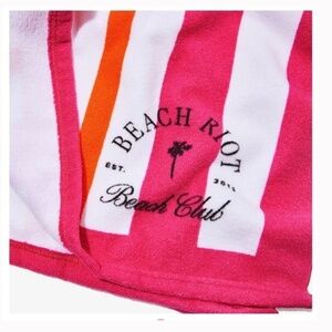 Beach Riot Beach Club Towel- Pink/Orange Stripe NWT